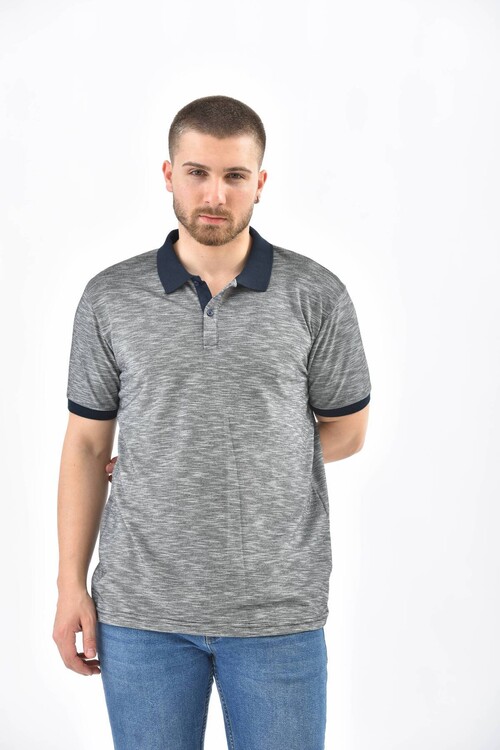 Gray Polo Neck T-Shirt