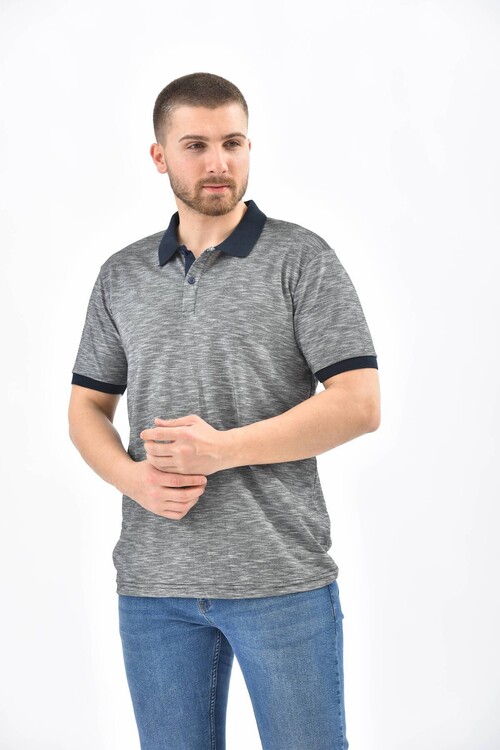 Gray Polo Neck T-Shirt
