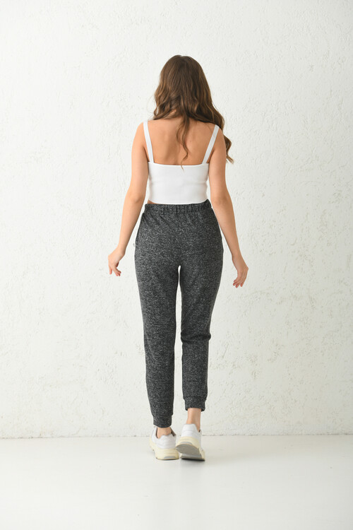 Gray Soft Fabric Elastic Detail Knitted Sweatpants