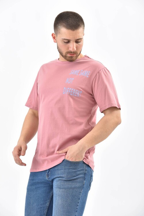 Dried Rose Short Sleeve Print Detailed T-Shirt