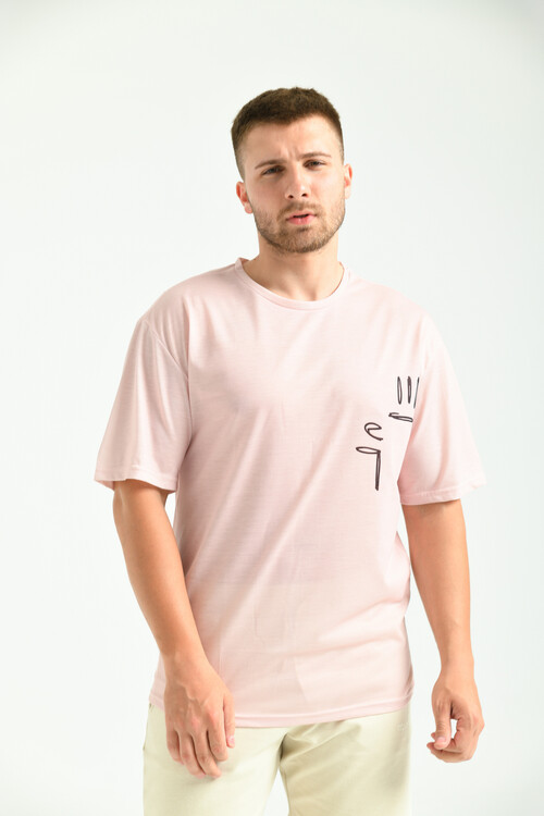 Dried Rose Owersize Printed T-Shirt