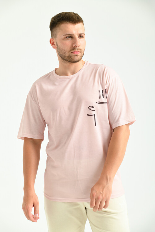 Dried Rose Owersize Printed T-Shirt