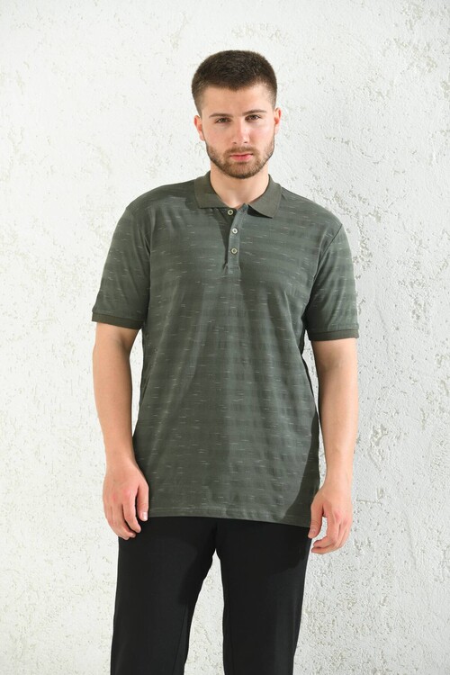 Khaki Polo Neck Short Sleeve T-Shirt