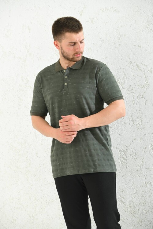 Khaki Polo Neck Short Sleeve T-Shirt