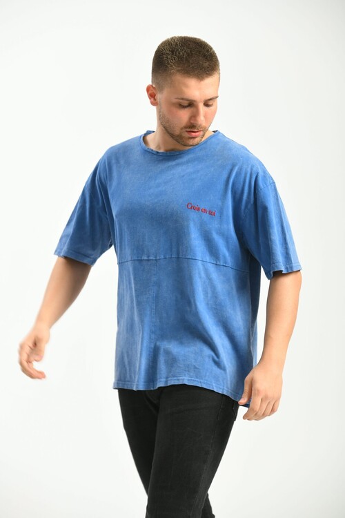 Indigo Oversize Fit 100% Cotton T-Shirt