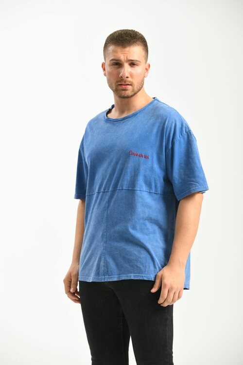 Indigo Oversize Fit 100% Cotton T-Shirt