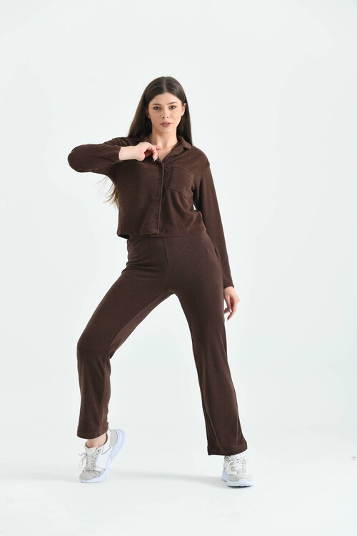 Brown Terry Fabric Double Suit