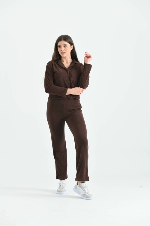 Brown Terry Fabric Double Suit