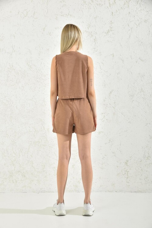 Brown Camisole Shorts Set