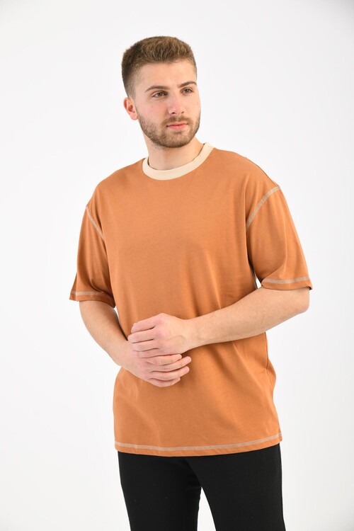 Tile Short Sleeve Colorful Collar T-Shirt