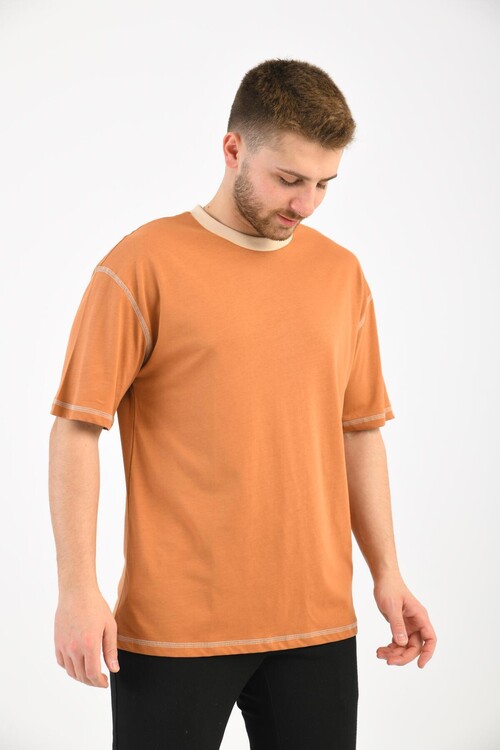 Tile Short Sleeve Colorful Collar T-Shirt