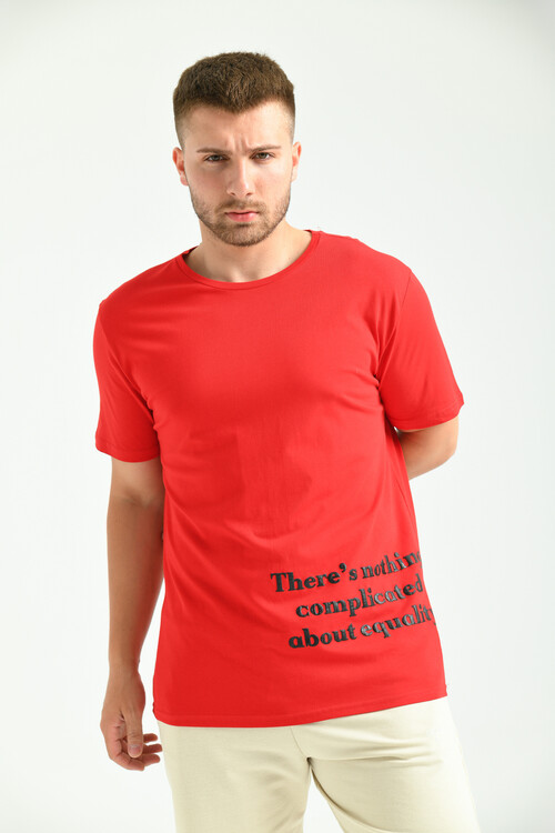 Red Printed Regular Fit T-Shirt