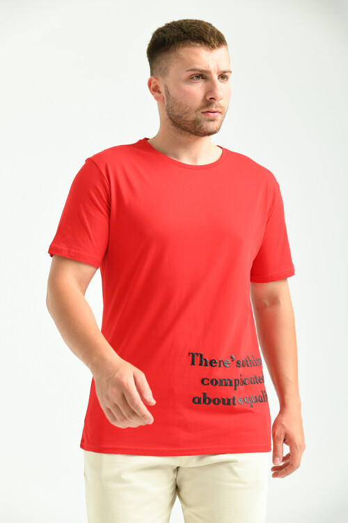 Red Printed Regular Fit T-Shirt