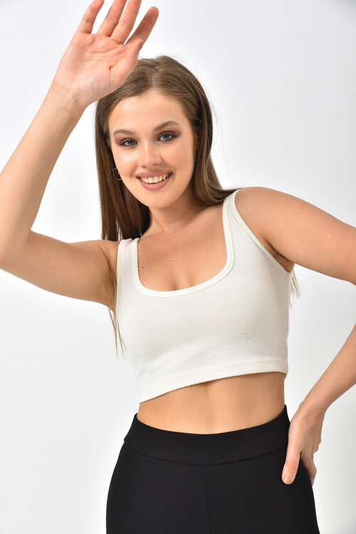 Cream Strap Crop Bustier