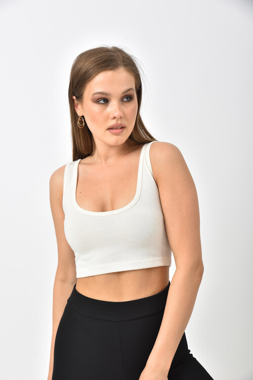 Cream Strap Crop Bustier