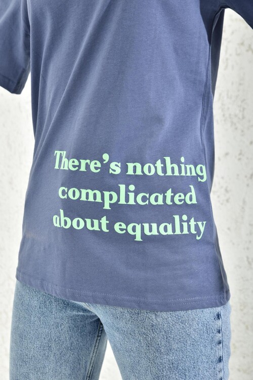 Navy Blue Crew Neck Printed T-Shirt