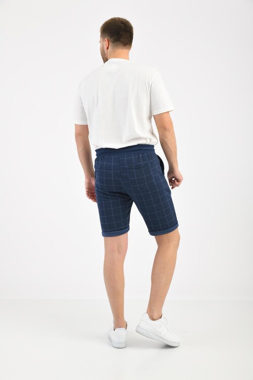 Navy Blue Pattern Printed Two Thread Shorts