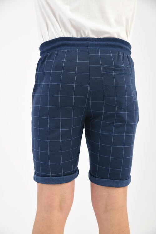 Navy Blue Pattern Printed Two Thread Shorts