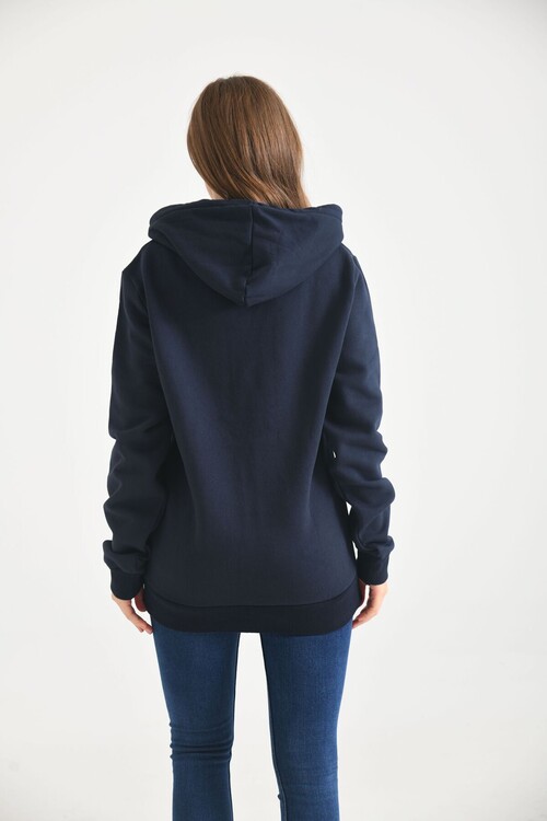 Navy Blue Hoodie and Kangaroo Pocket Detailed Sweatshirt