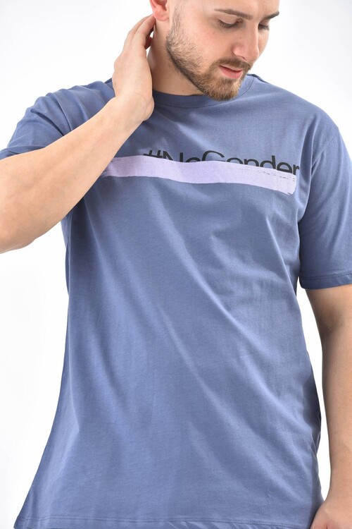 Navy Regular Fit Printed T-Shirt