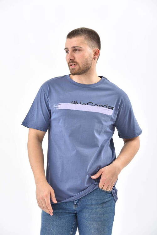 Navy Regular Fit Printed T-Shirt