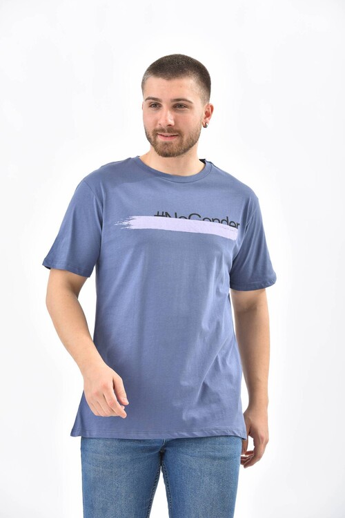 Navy Regular Fit Printed T-Shirt