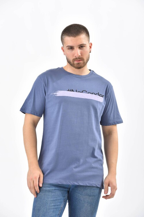 Navy Regular Fit Printed T-Shirt