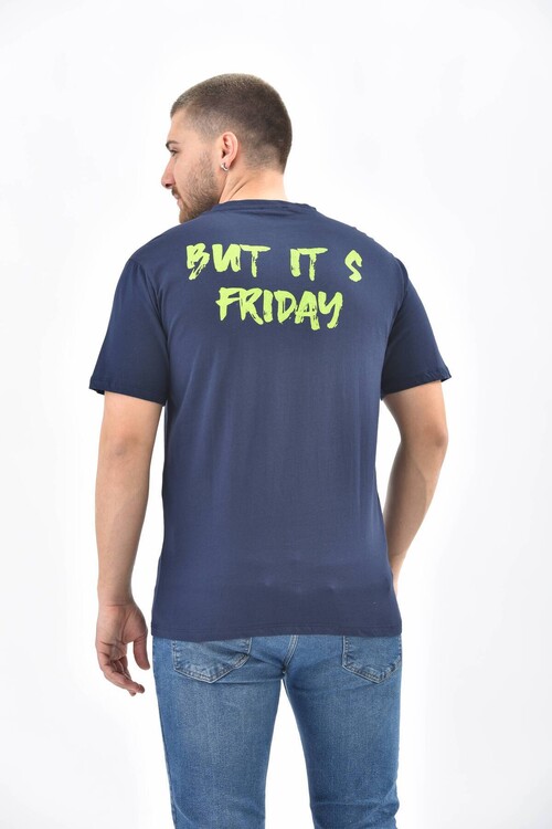 Navy Regular Fit Printed T-Shirt