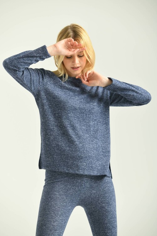 Navy Blue Knitted Blouse