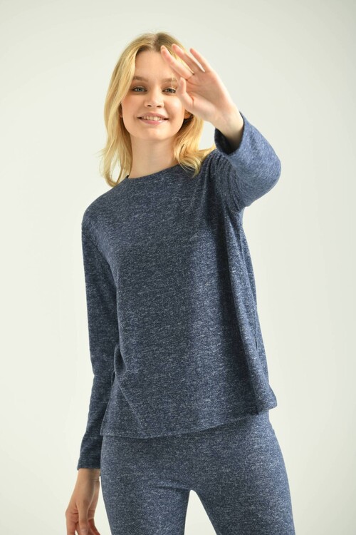 Navy Blue Knitted Blouse
