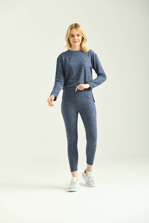 Navy Blue Soft Knitted Fabric Sweatpants