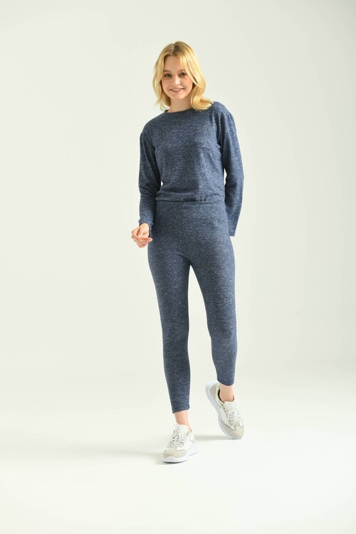 Navy Blue Soft Knitted Fabric Sweatpants
