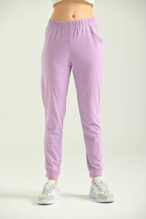 Lila Lastik Detaylı Örme Pijama Altı