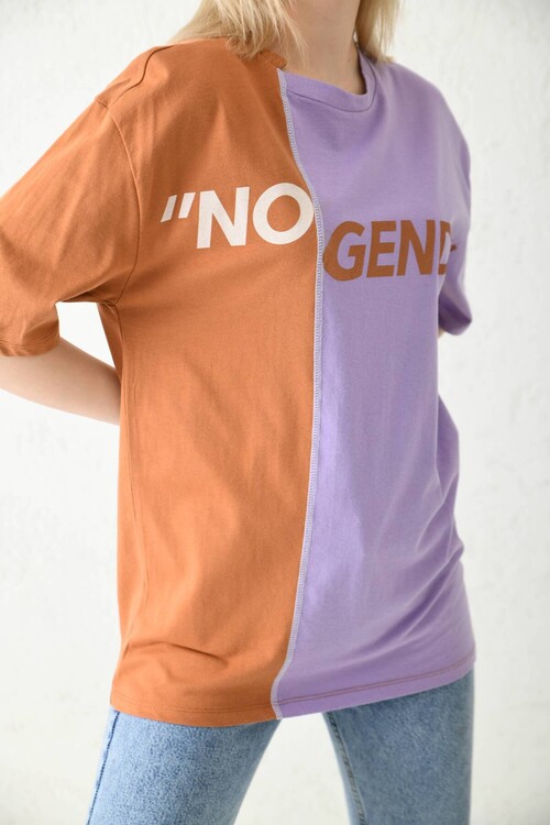 Lilac Oversize Printed Color Block Tshirt