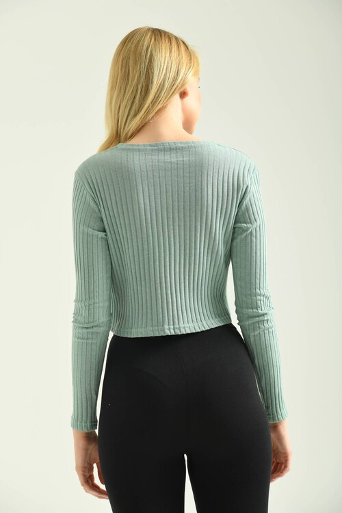 Mint Embroidery Detailed Camisole Knitted Blouse