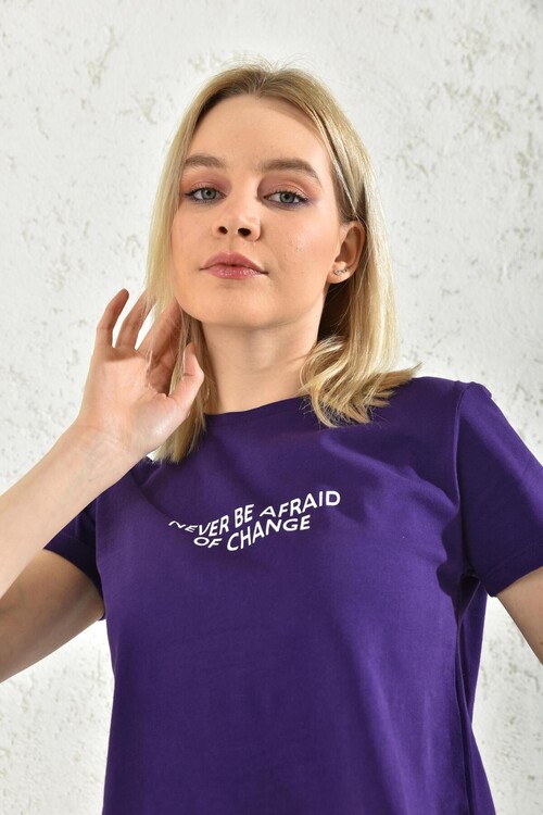 Purple Print Detailed Crop Blouse