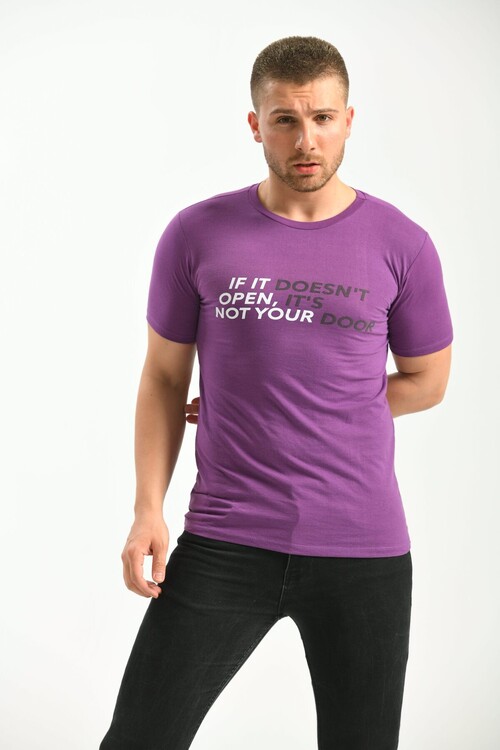 Purple Print Detailed Regular Fit TShirt