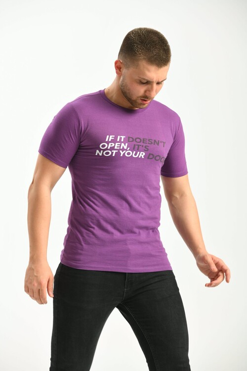 Purple Print Detailed Regular Fit TShirt