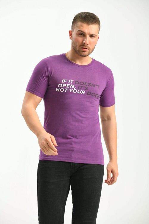 Purple Print Detailed Regular Fit TShirt