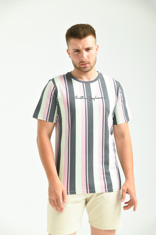 Multi Print Detailed Crew Neck T-Shirt