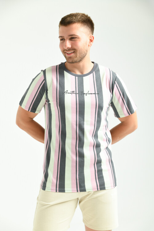 Multi Print Detailed Crew Neck T-Shirt