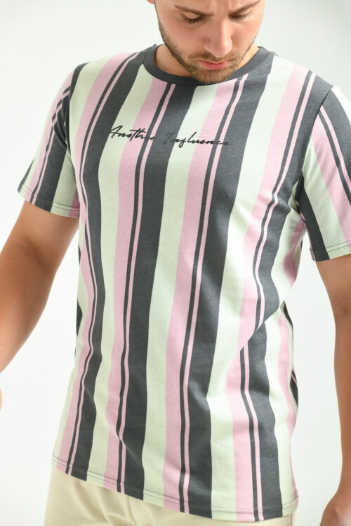 Multi Print Detailed Crew Neck T-Shirt