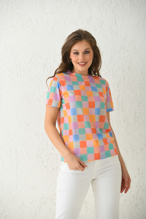Multi Crew Neck Printed T-Shirt