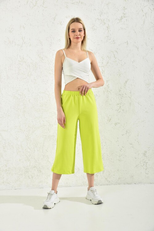 Neon Green Elastic Waist Sweatpants