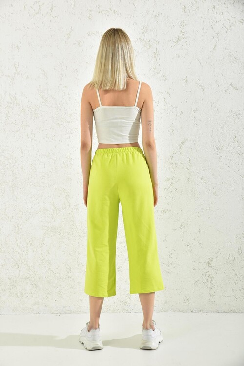 Neon Green Elastic Waist Sweatpants