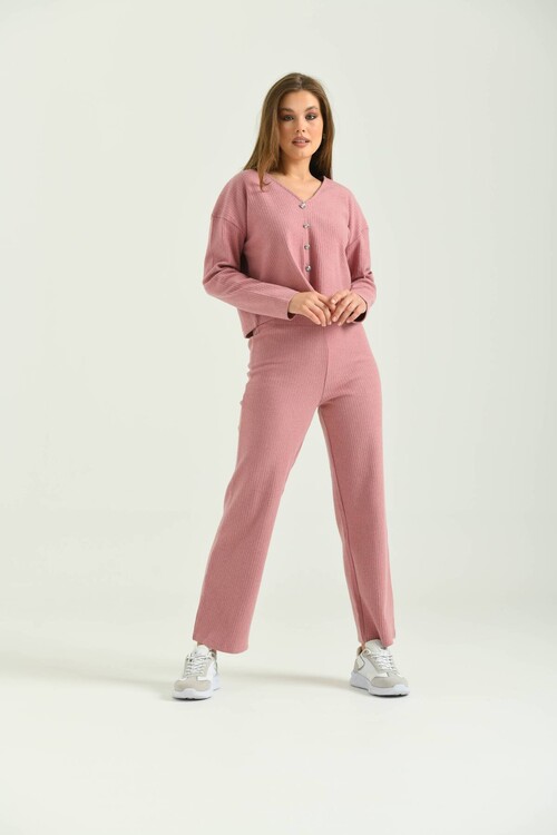  Pink Button Accessory Camisole Bottom-Top Set