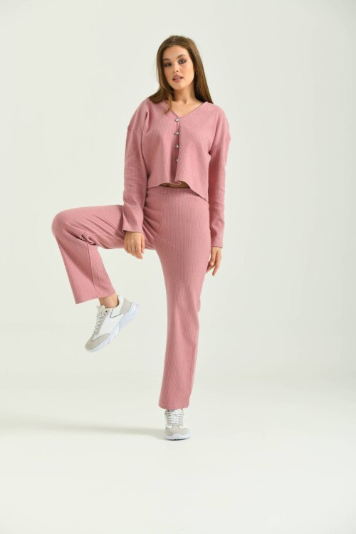  Pink Button Accessory Camisole Bottom-Top Set