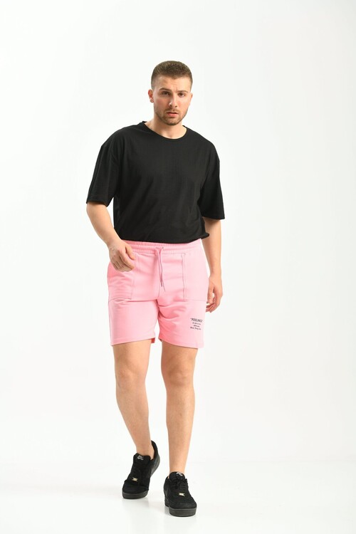 Pembe Regular Fit Baskılı Şort & Bermuda