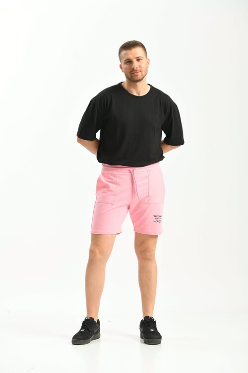 Pembe Regular Fit Baskılı Şort & Bermuda