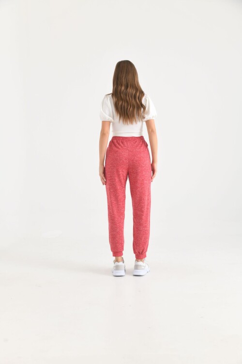 Pink High Waist Elastic and Tie Detail Soft Knitted Sweatpants